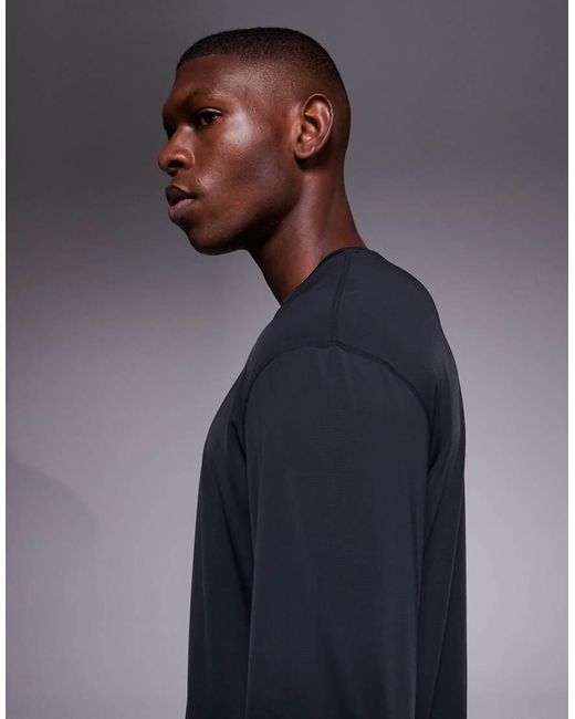 4505 Blue Quick Dry Nylon Performance Mesh Oversized Running Long Sleeve for men