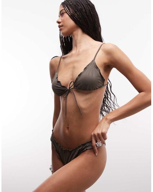 Weekday Brown Frilly Bikini Bottoms