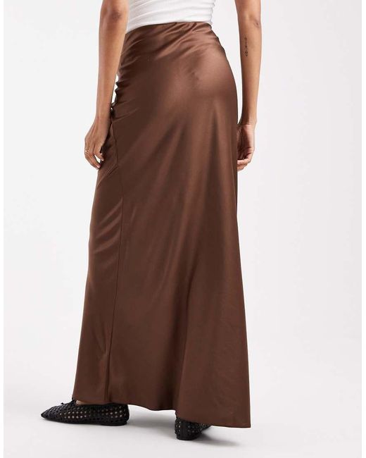 ASOS Brown Asos Design Maternity Satin Bias Maxi Skirt