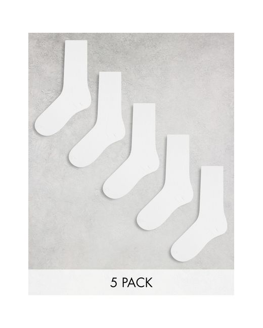 River Island White 5 Pack Ribbed Socks for men