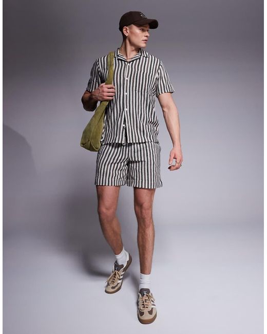 South Beach Gehaakt Strandoverhemd Met Korte Mouwen in het Gray voor heren