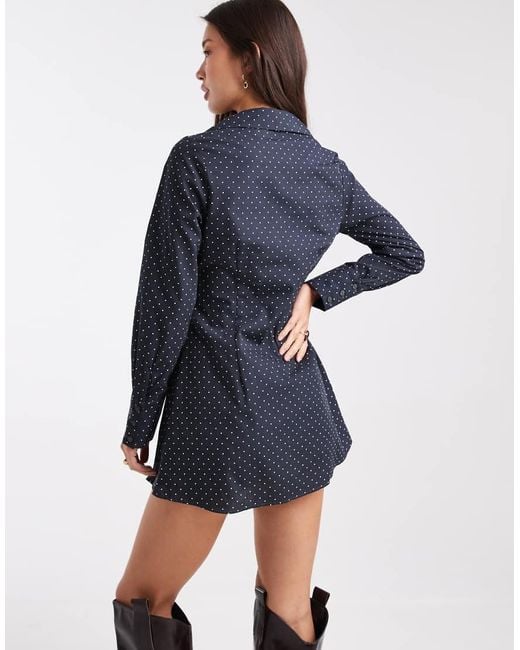 Miss Selfridge Blue Fitted Poplin Shirt Dress
