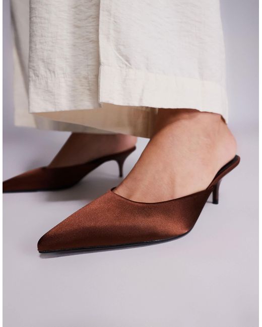 SIMMI Brown Simmi London Carson Kitten Heel Mules