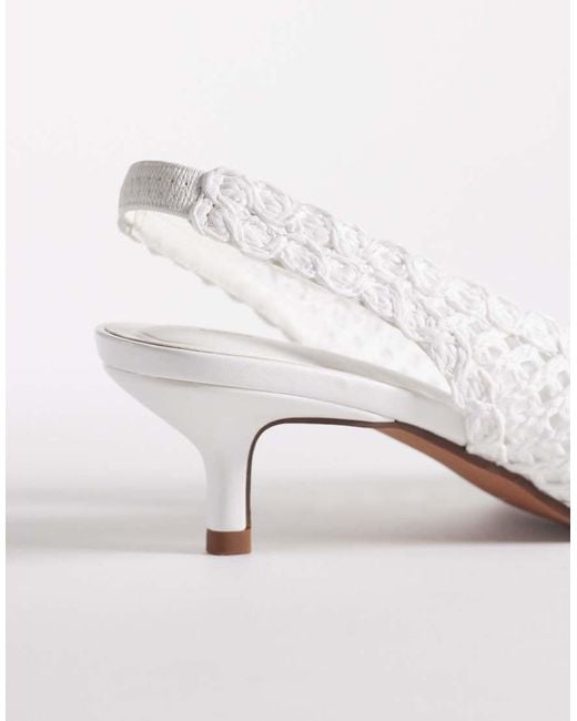 ASOS White Star Weave Slingback Mid Heel Shoes