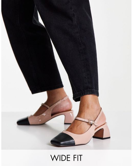 ASOS DESIGN Wide Fit Serina slingback block heel shoes in black | ASOS