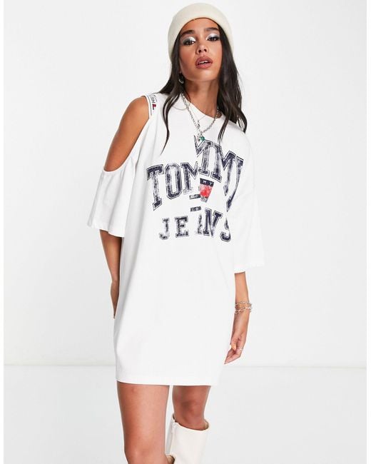 X exclusivité asos robe tshirt à épaules nues et logo style