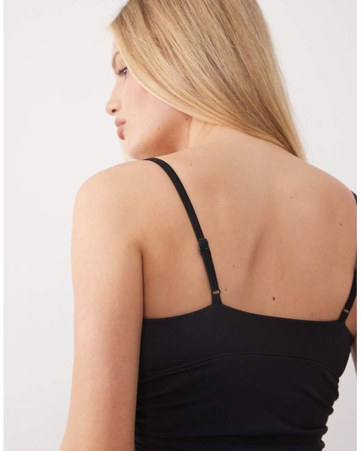4505 Blue Plush Handle Ruched Side Vest With Inner Bra