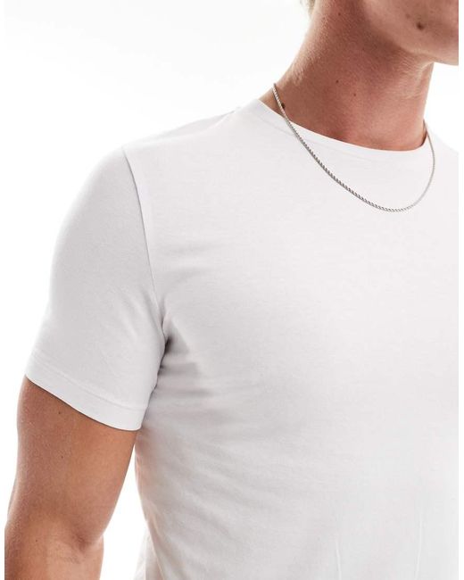 ASOS White 5 Pack Muscle Fit T-shirts for men