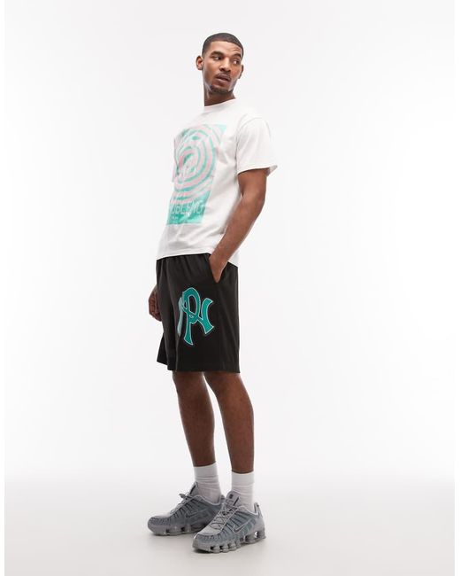 No Problemo White Mesh Board Shorts With Nyp Logo for men