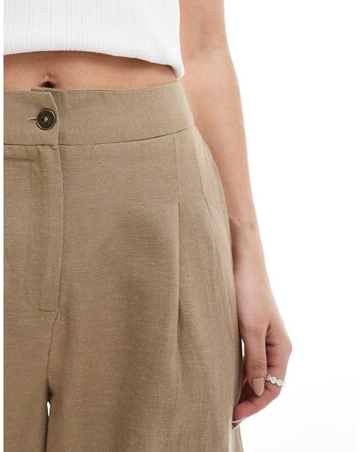 French Connection Broek Van Linnenmix Met Wijde Pijpen in het Natural