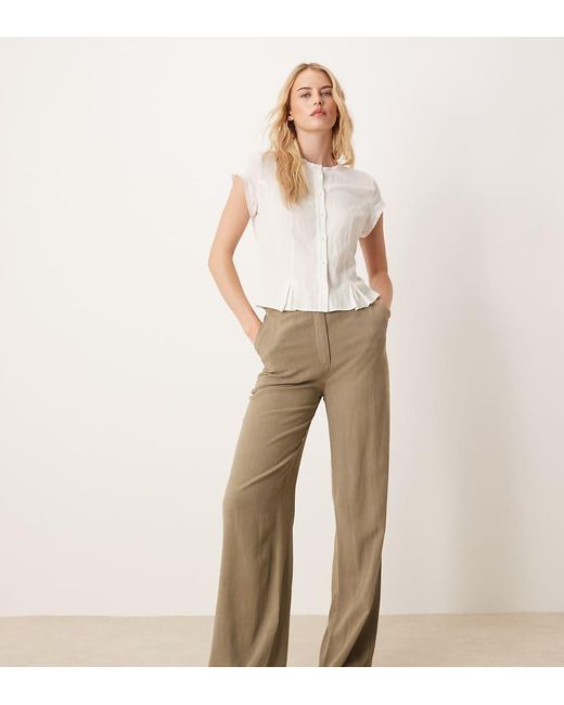 Pantalones Caquis De Pernera Recta Holgada De Mezcla De Lino De Tall-Verde ASOS de color Natural