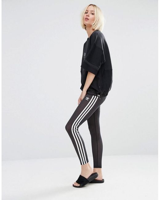Adidas Black Originals Mesh Three Stripe Leggings
