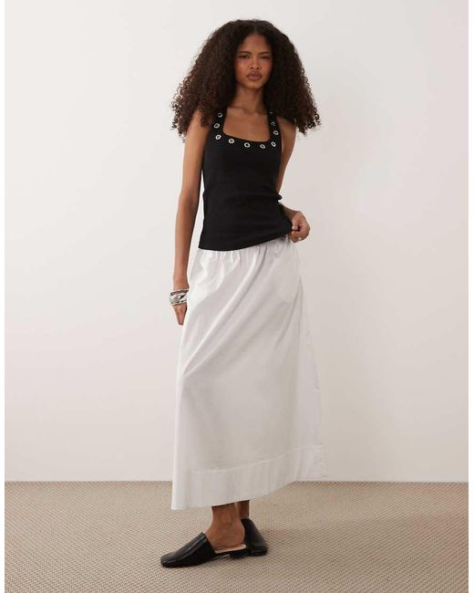 ASOS Black Eyelet Stud Halter Neck Top