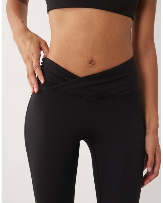 4505 Black Wrap Waist Slim Kick Yoga legging