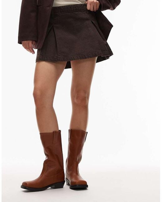 Jeffrey Campbell Brown Square Toe Knee Boots