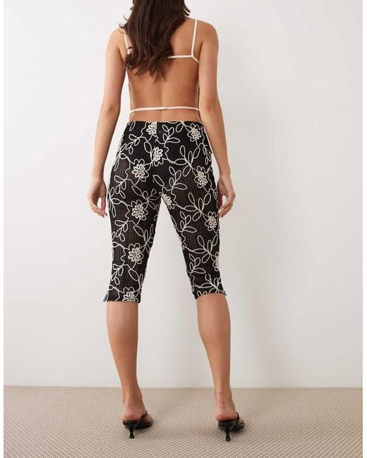 ASOS Multicolor Embroidered Crochet 3/4 Length Trouser