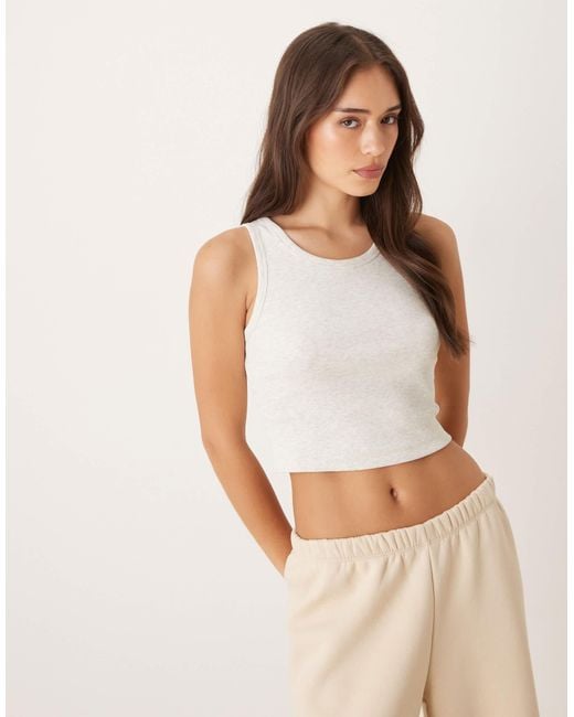 JJXX White Fallon Ribbed Cropped Tank Top