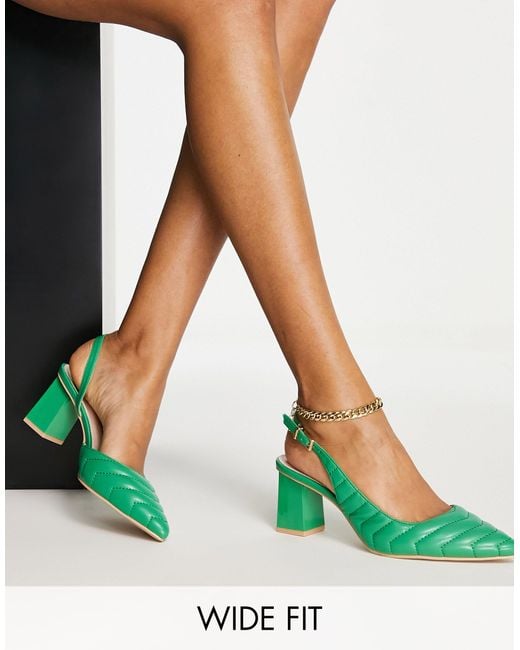 Raid Wide Fit Green Adonis Mid Heel Shoes
