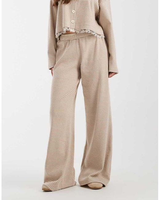 Miss Selfridge Natural Brushed Wide Leg Trousers