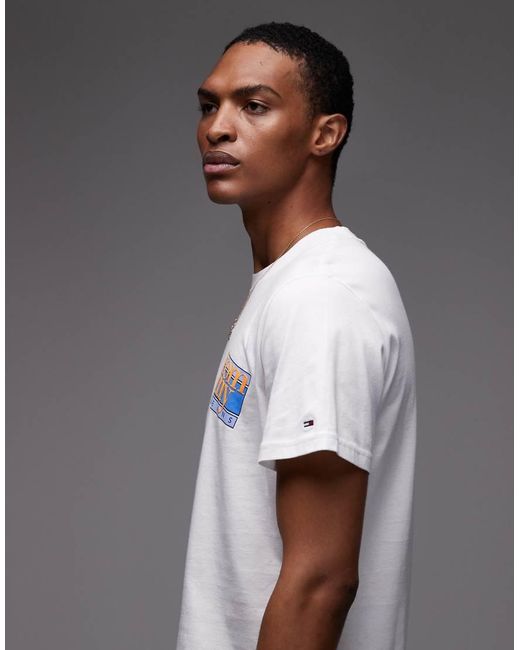 Tommy Hilfiger Gray Diagonal Flag Logo T-shirt for men