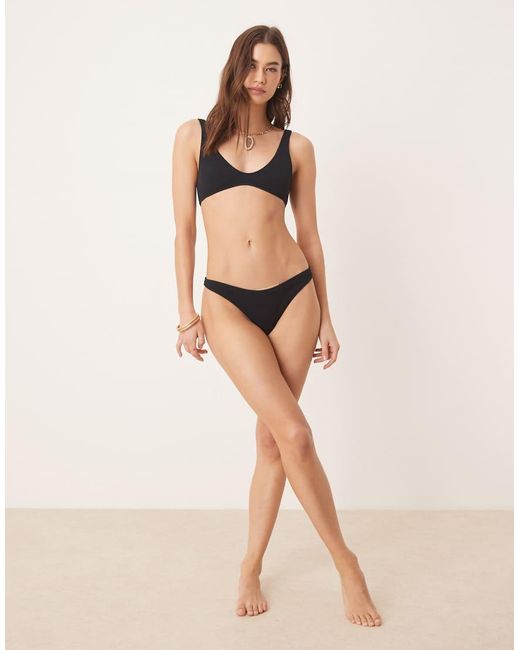 Mango Black Textured Bikini Top