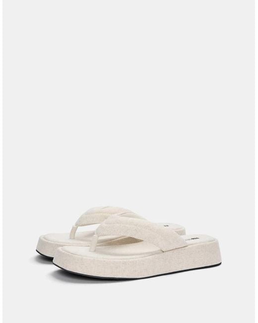 Pull&Bear White Flat Chunky Fabric Sandals