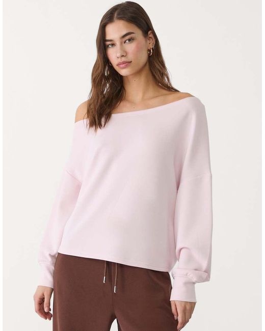 Stradivarius Sweatshirt Van Zachte Stof Met Blote Schouder in het White