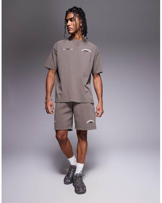 Good For Nothing Gray Co-Ord Logo Shorts for men