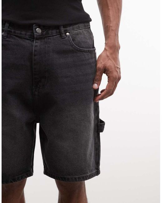 Faded Store Gray Denim Carpenter Shorts for men