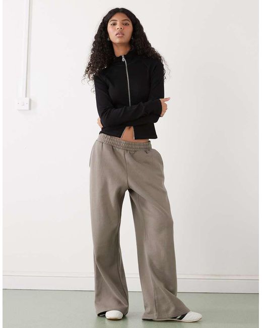 Weekday Black Mock Neck Zip Through Long Sleeve Top