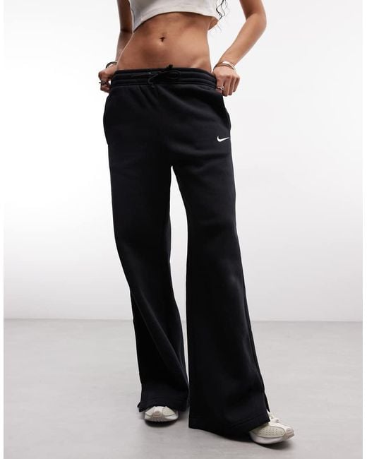 Nike Black Phoenix Fleece High Waisted Wide Leg joggers