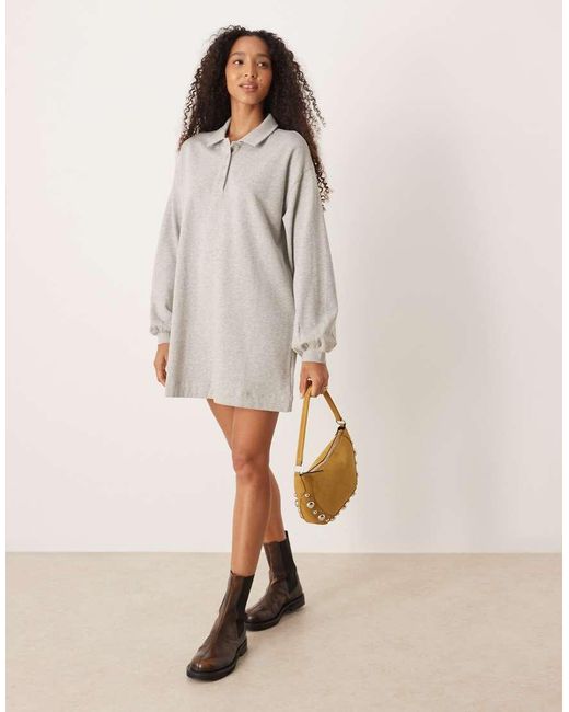 ASOS Natural Cotton Polo Shirt Sweat Mini Dress