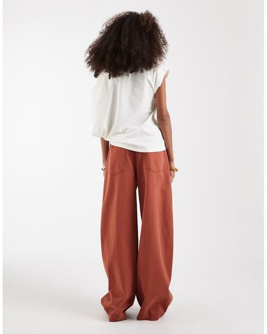 ASOS Red Barrel Leg Pants With Washed Effect