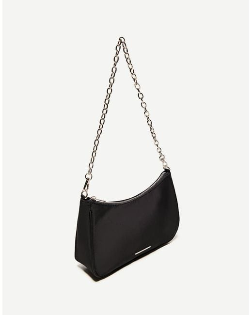 Bershka White Satin Crossbody Bag With Chain