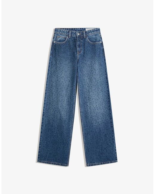 Jean droit à strass - jean Bershka en coloris Blue