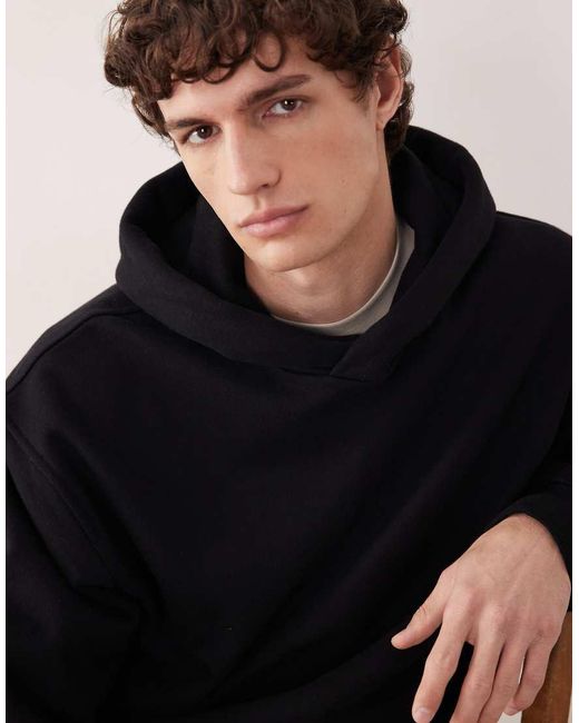 ASOS COLLECTIVE Black Oversized Super Heavyweight Hoodie for men
