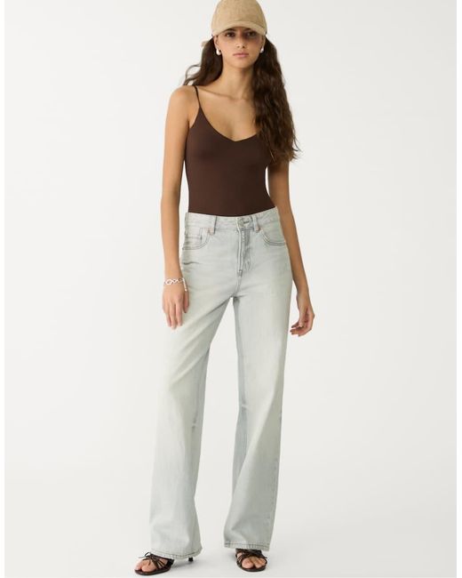 Stradivarius Gray D92 Wide Leg Dad Jeans
