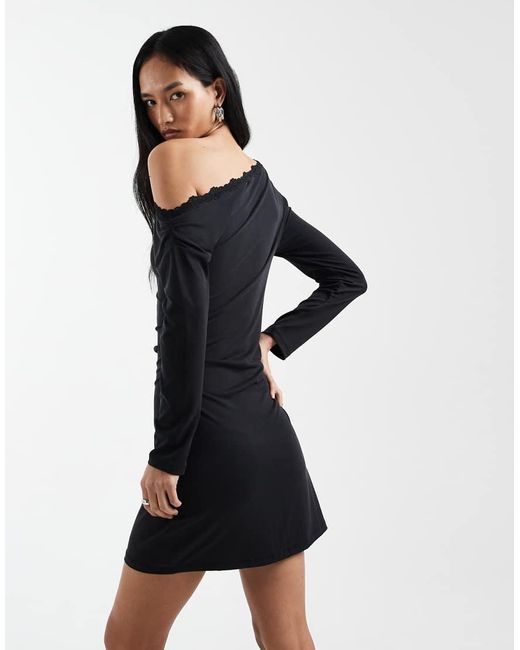 Cotton On Black Brooke Off Shoulder Mini Dress