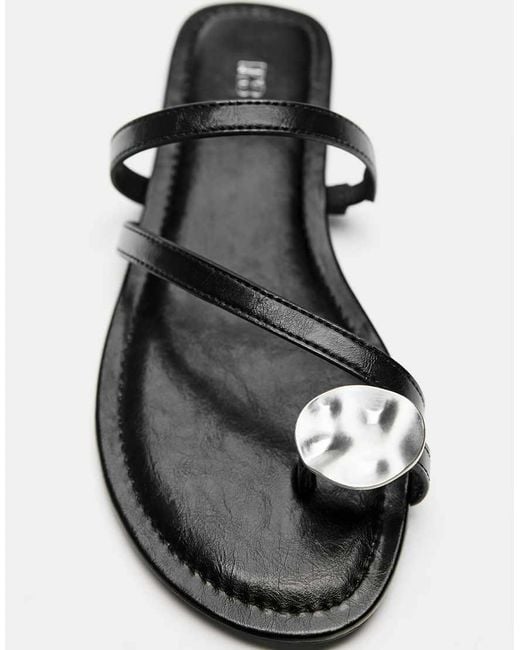 Pull&Bear White Embellished Flat Sandals