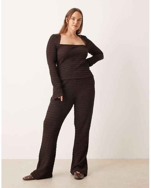 ASOS Black Asos Design Curve Co-Ord Textured Square Neck Flare Sleeve Top