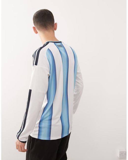 Adidas Originals Blue Adidas Football Argentina World Cup 26 Home Long Sleeve Shirt for men