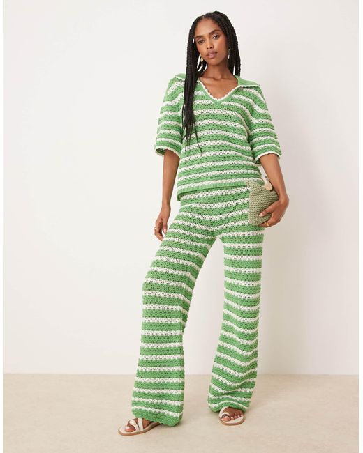 ASOS Green Co-ord Knitted Stitch Wide Leg Trousers