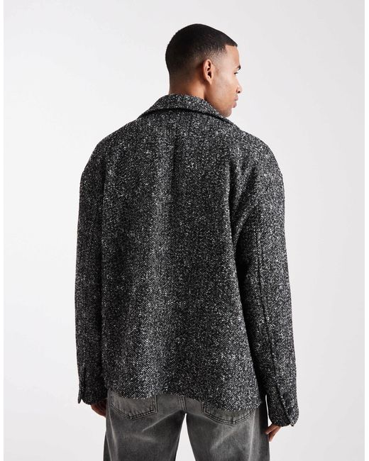 ASOS Gray Wool Look Peacoat for men