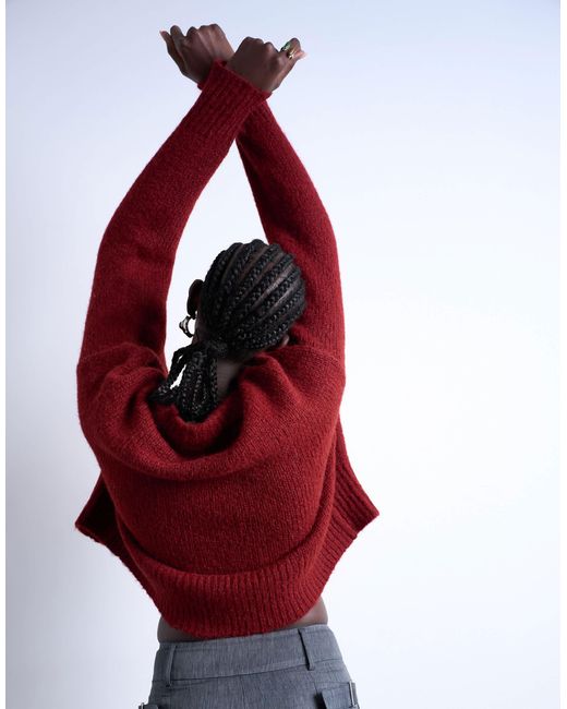 TOPSHOP Red – ultimate – flauschiger strickpullover aus wollmix