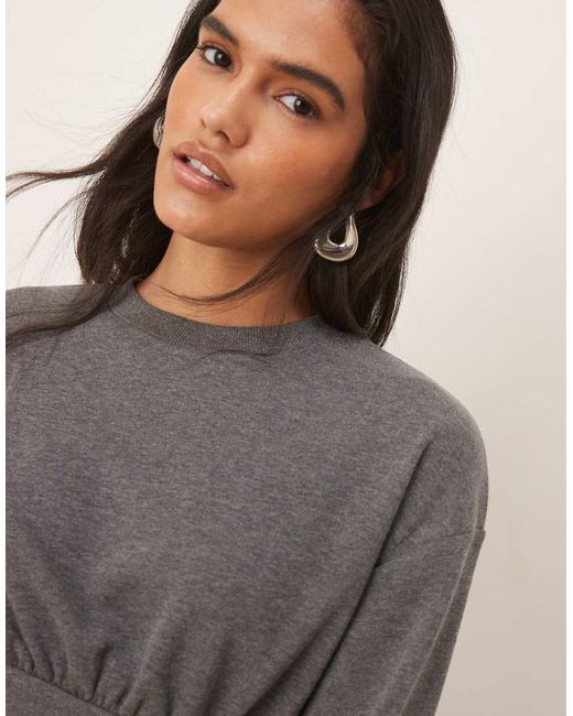ASOS Gray Cinched Sweatshirt With Blouson Bust Detail