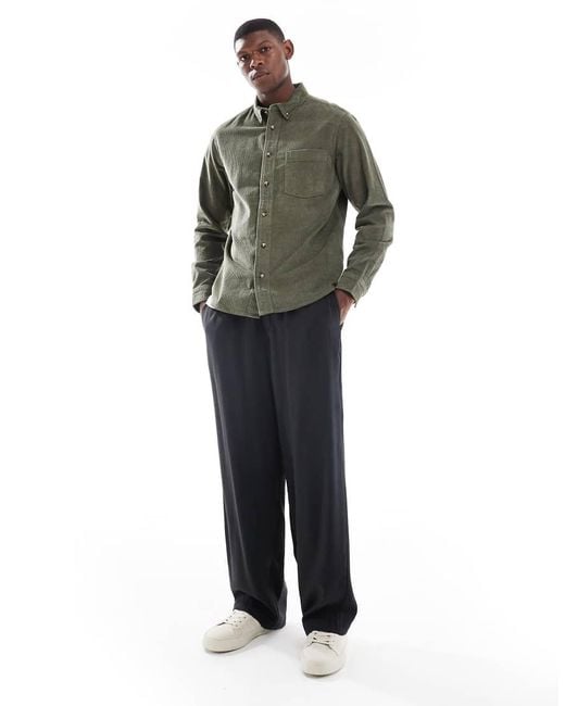 Camicia Con Vestibilità Classica A Coste Scuro di ASOS in Green da Uomo