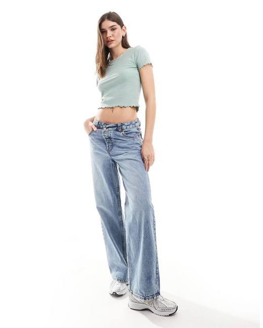 ONLY Blue Cropped Lettuce Edge T-Shirt