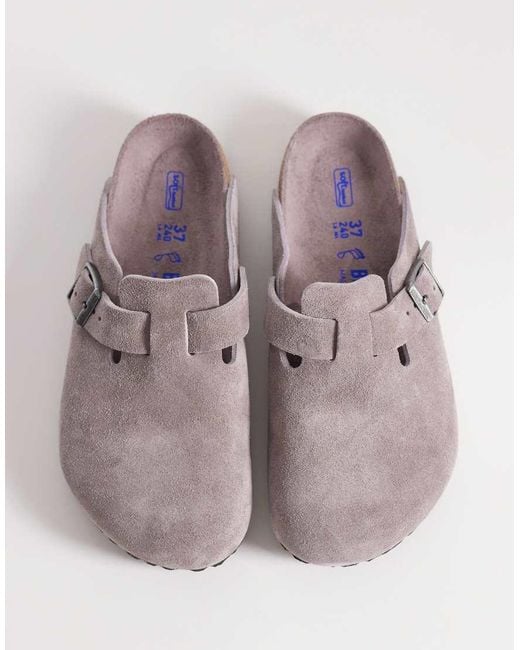 Birkenstock Gray Boston Suede Clogs