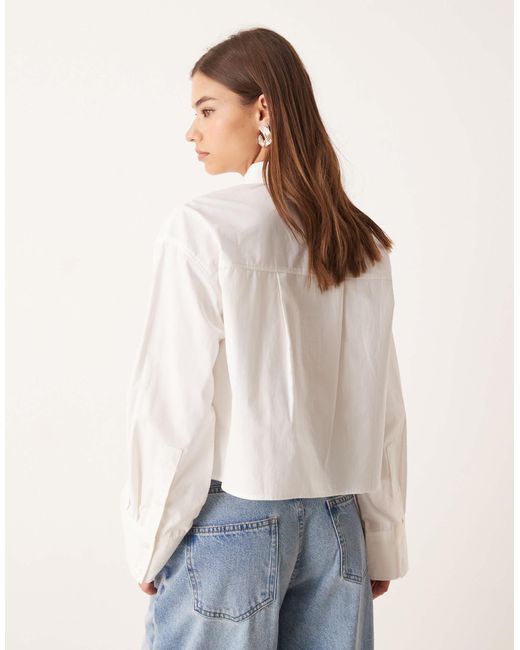 Y.A.S White Premium Cropped Shirt With Pocket Details