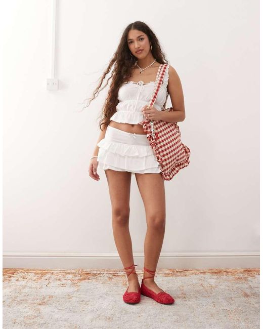 Miss Selfridge Pink Tiered Mini Skirt